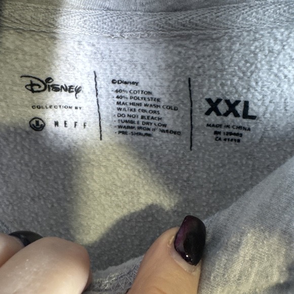 Disney Neff Mickey Mouse Gray Hoodie Brown Floral Print XXL - Picture 6 of 8